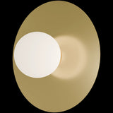 Calibo Crest Opal Glass 120mm Orb Wall Light Round Plate 300mm | Brass