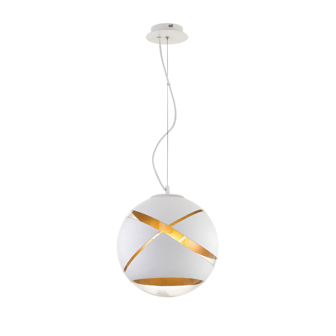 Telbix White and Gold Matrix Round Pendant Light | Medium