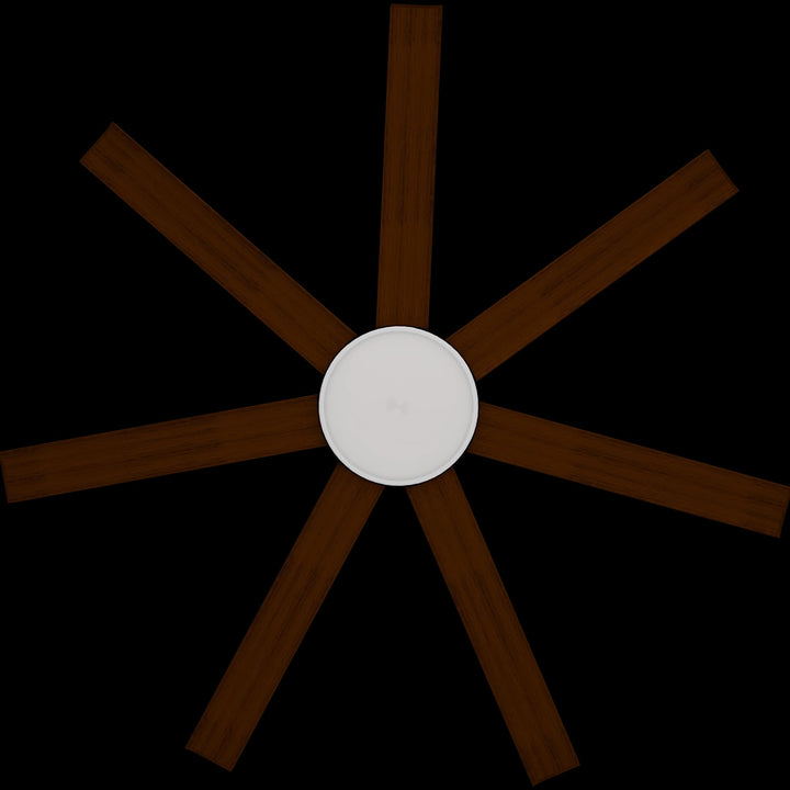 Calibo Alula 80" (2032mm) 7 Blade Indoor/Outdoor DC Ceiling Fan with 24W Light & Remote | White & Koa