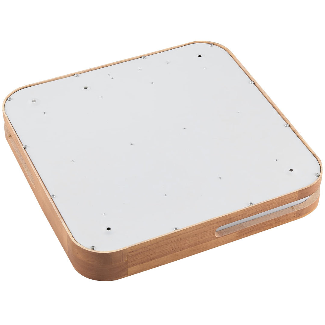 Telbix Lyric Tricolour LED Square Oyster Light with Wood Accent | Large