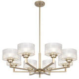 Telbix Moreno II 8 Light Modern Drum Pendant with Ribbed Glass Shade | Antique Silver