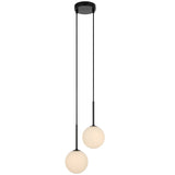 Telbix Gaston Black 2 Light Pendant Light | Opal Matt