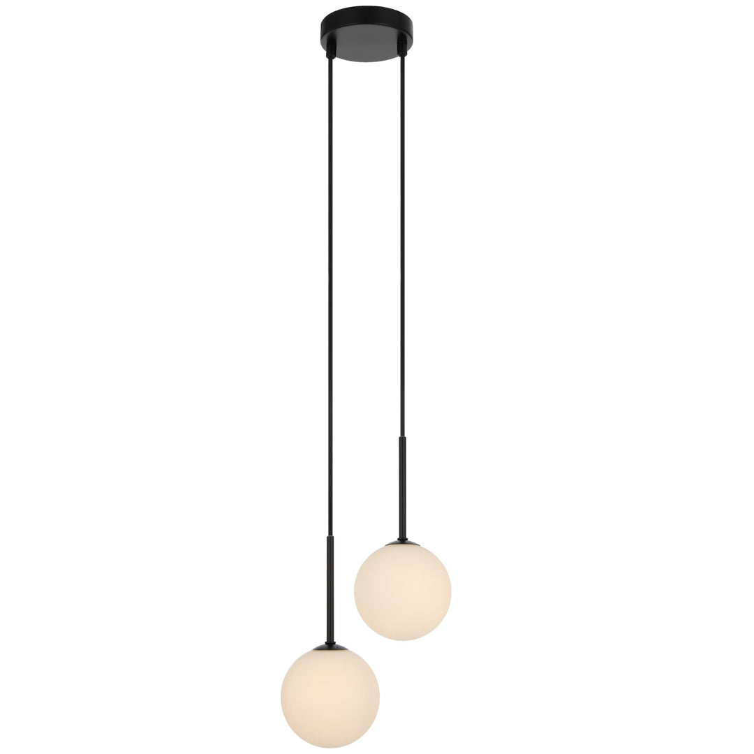Telbix Gaston Black 2 Light Pendant Light | Opal Matt
