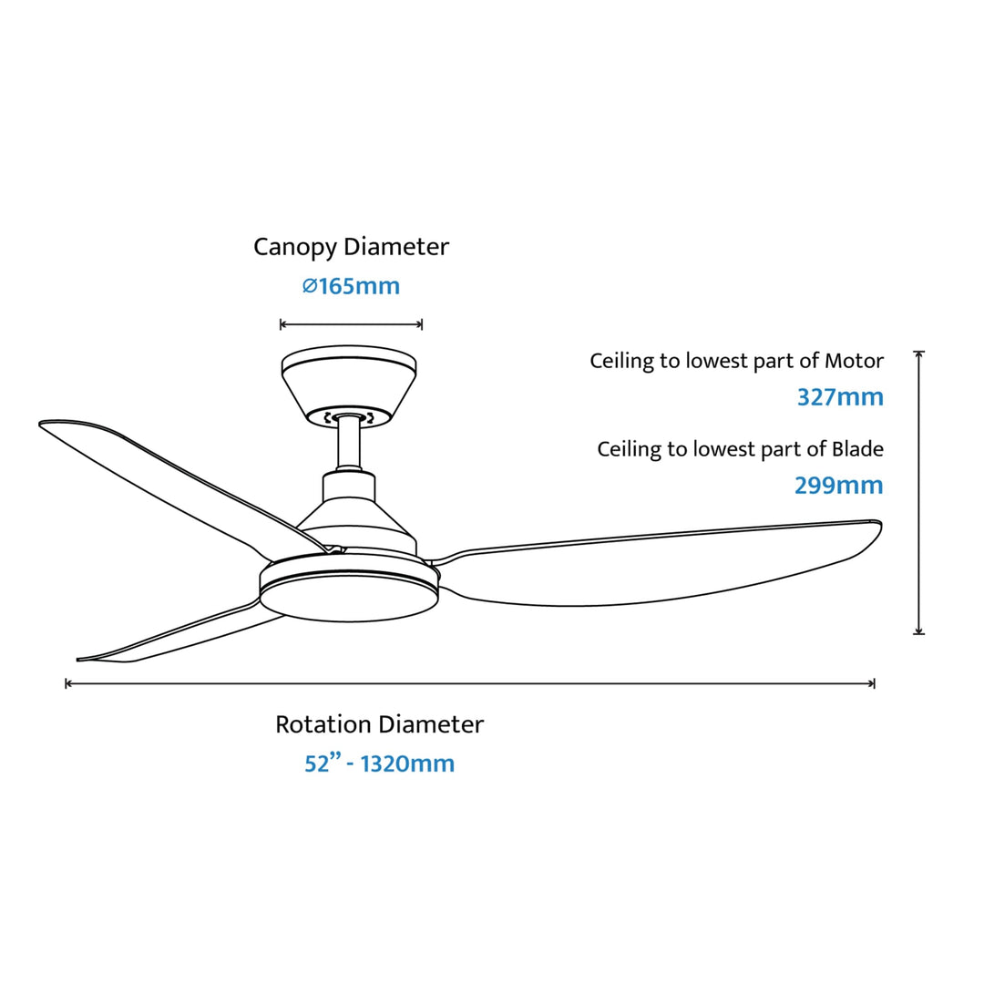 Calibo Sora 52" DC Ceiling Fan with Wall Control and Remote | White