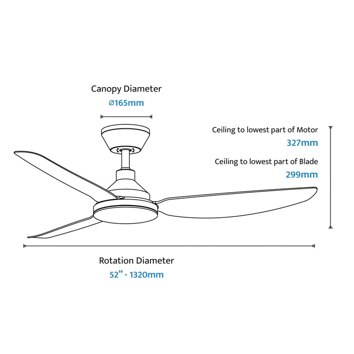 Calibo Sora 52" DC Ceiling Fan with Wall Control and Remote | White