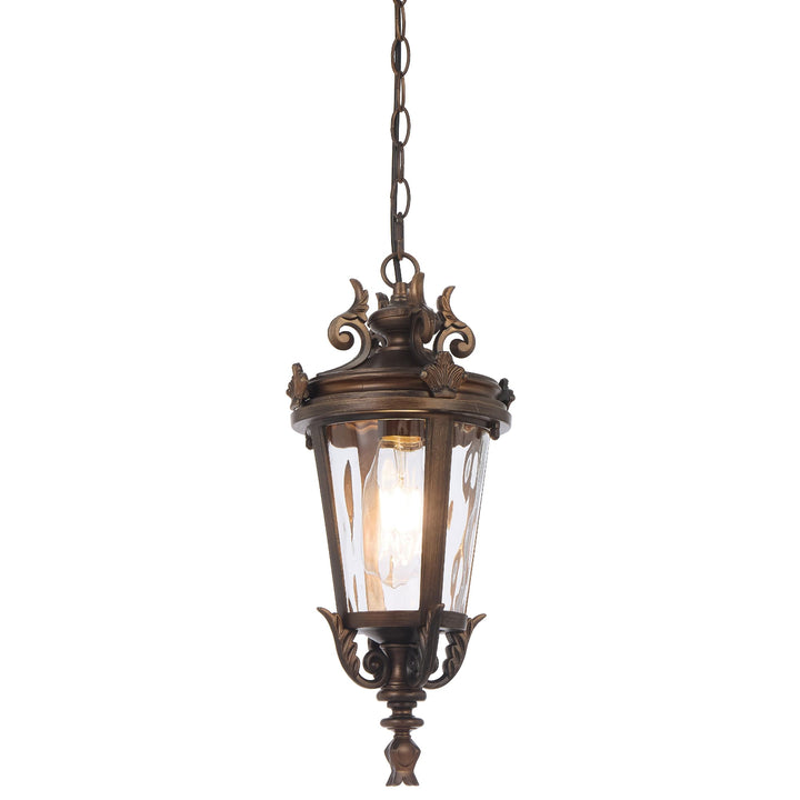 Telbix Pedral Classic Outdoor Lantern Pendant with Textured Glass and Multiple Suspension | Bronze