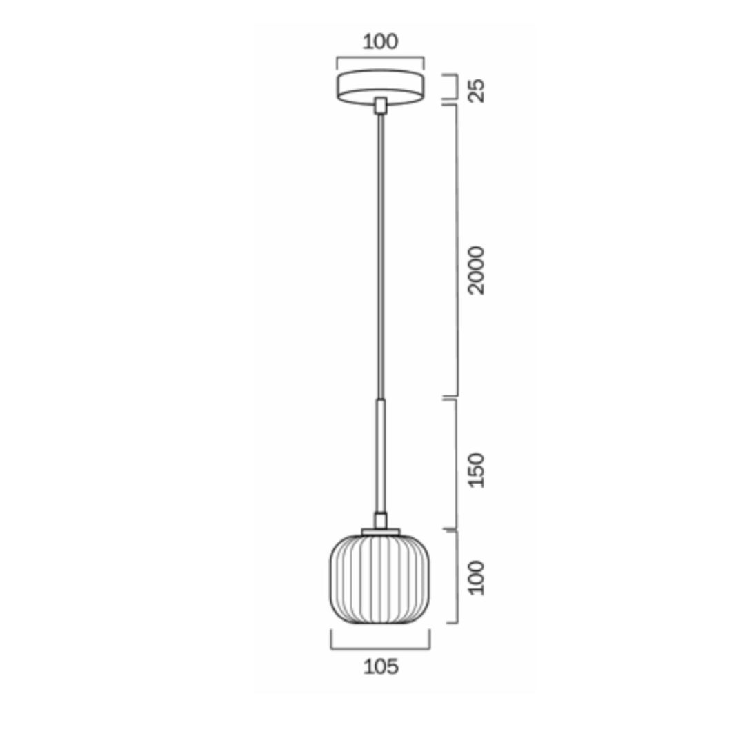 Telbix Bobo 1 Light Ribbed Barrel Glass LED Pendant Light | Black