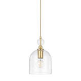 Telbix Rotif Classic Pendant with Clear Glass Dome and Brass Accents | Brass