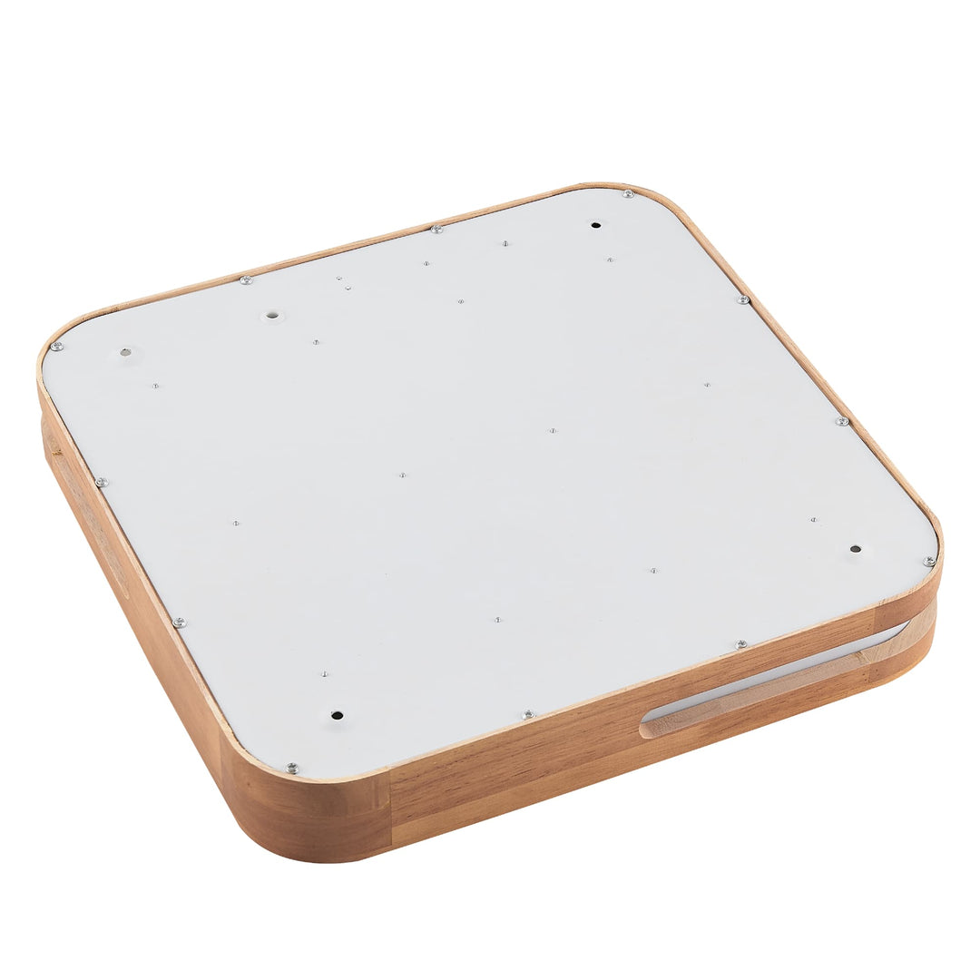 Telbix Lyric Tricolour LED Square Oyster Light with Wood Accent | Small