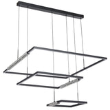 Telbix Zafra 3 Tier Cascading Square Tricolour LED Pendant with Crystals | Black