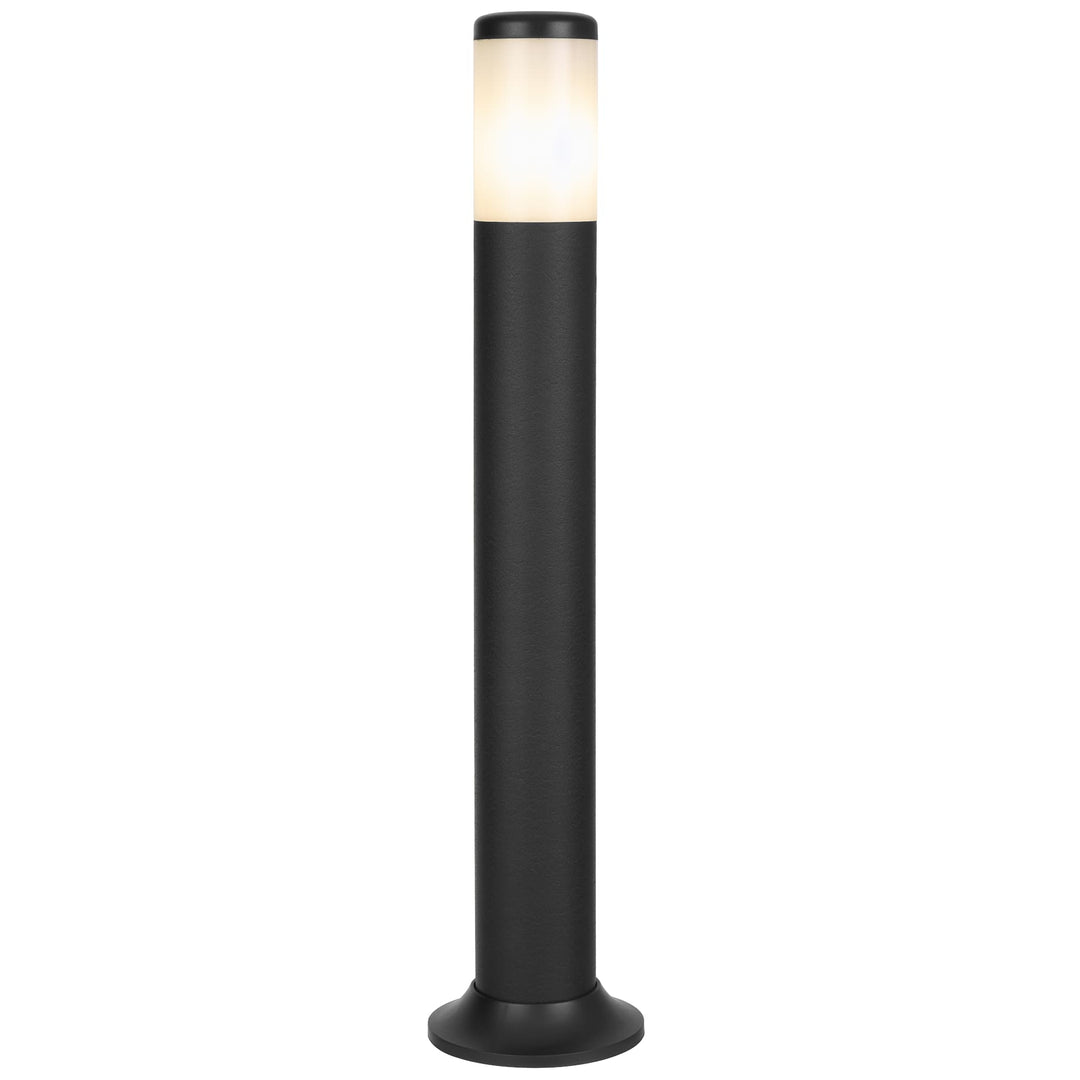 Telbix Kenra Durable Cylindrical Outdoor Bollard Light with Frosted Resin Diffuser | Black