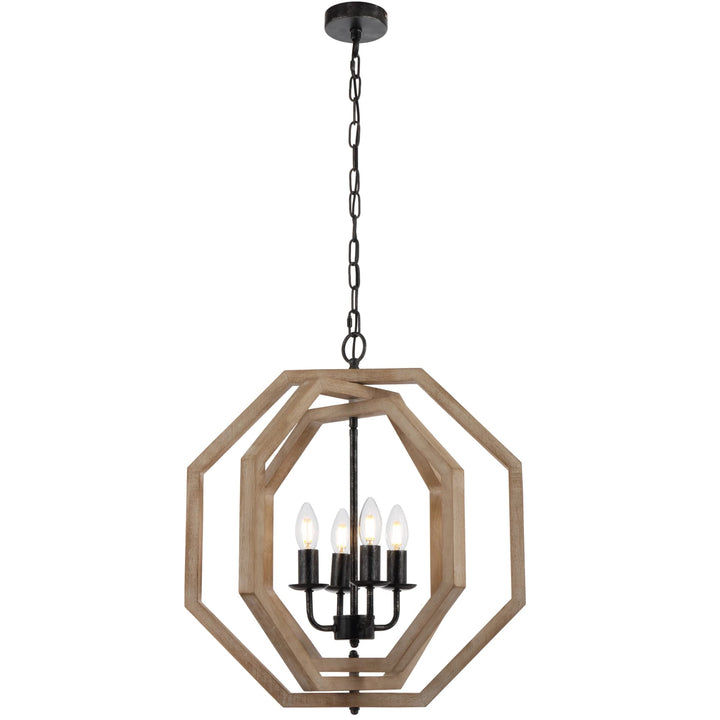 Telbix Indio 4 Light Pendant Light | Black & Timber