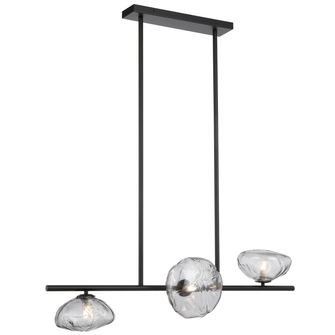 Telbix Zecca 3 Light Bar Pendant | Black & Smoke Glass