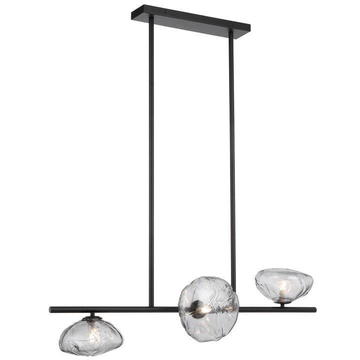Telbix Zecca 3 Light Bar Pendant | Black & Smoke Glass