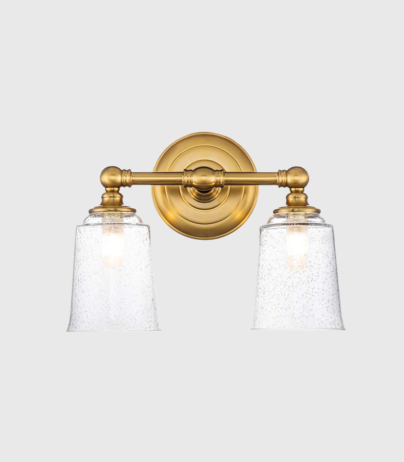 Elstead Huguenot Lake IP44 Bathroom Wall Light – 2 Light, Burnished Brass