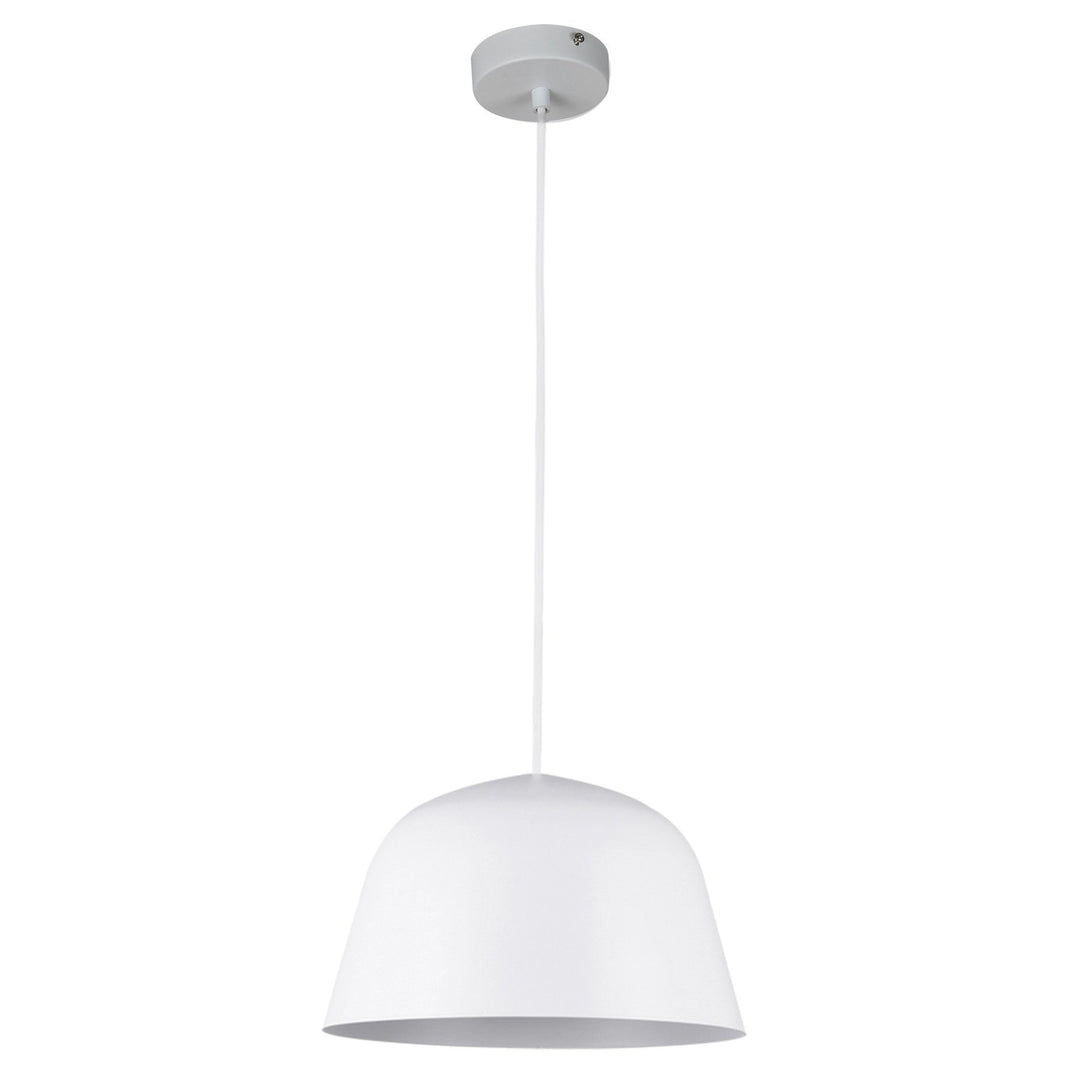 Pastel Iron Pendant Light, Angled Dome, Matt White