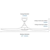CloudFan 48" (1220mm) ABS DC Ceiling Fan with 20W CCT LED Light and Remote - Dubbo Lighting Centre